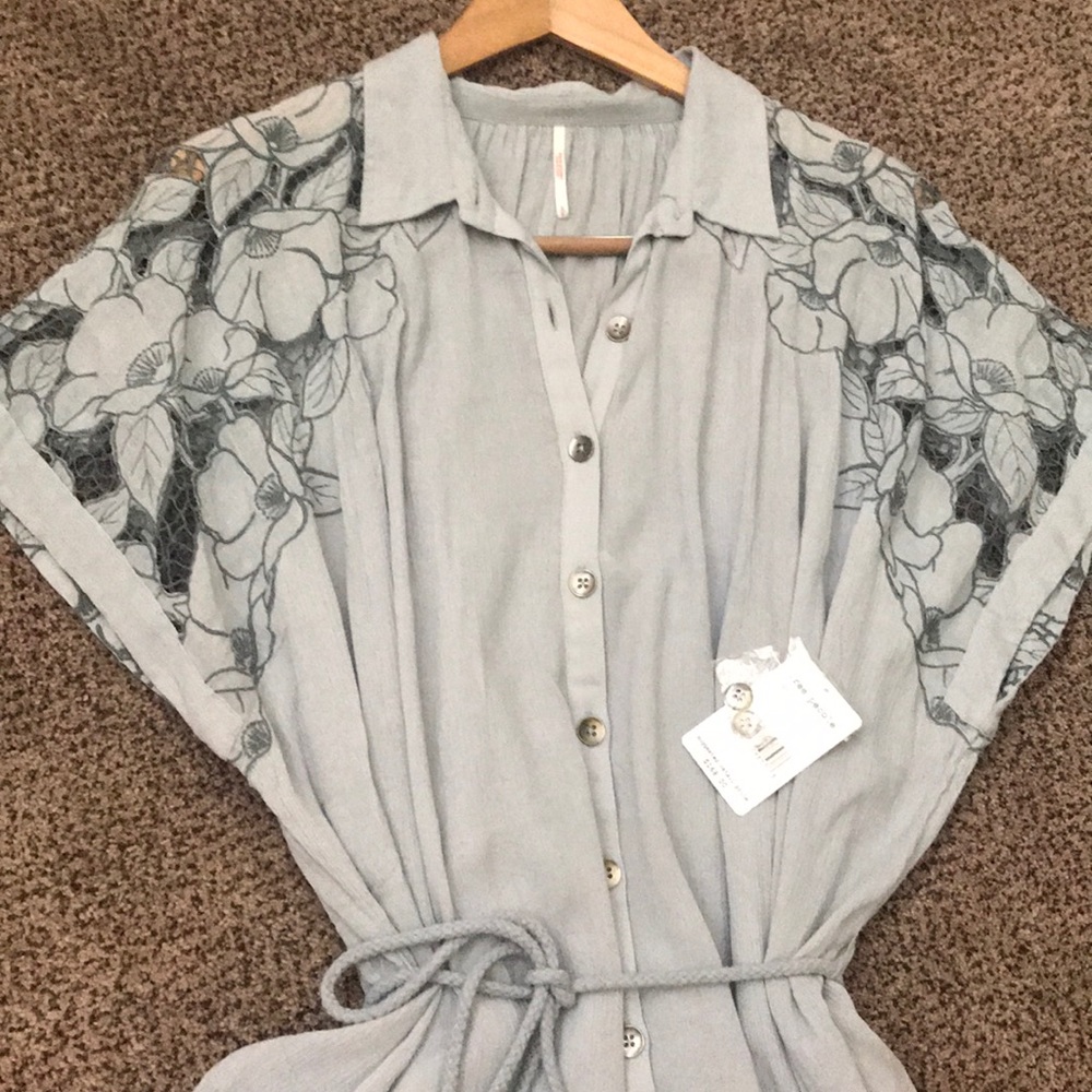 Free People Cut It Out midi Shirt Dress - Picture 2 of 5